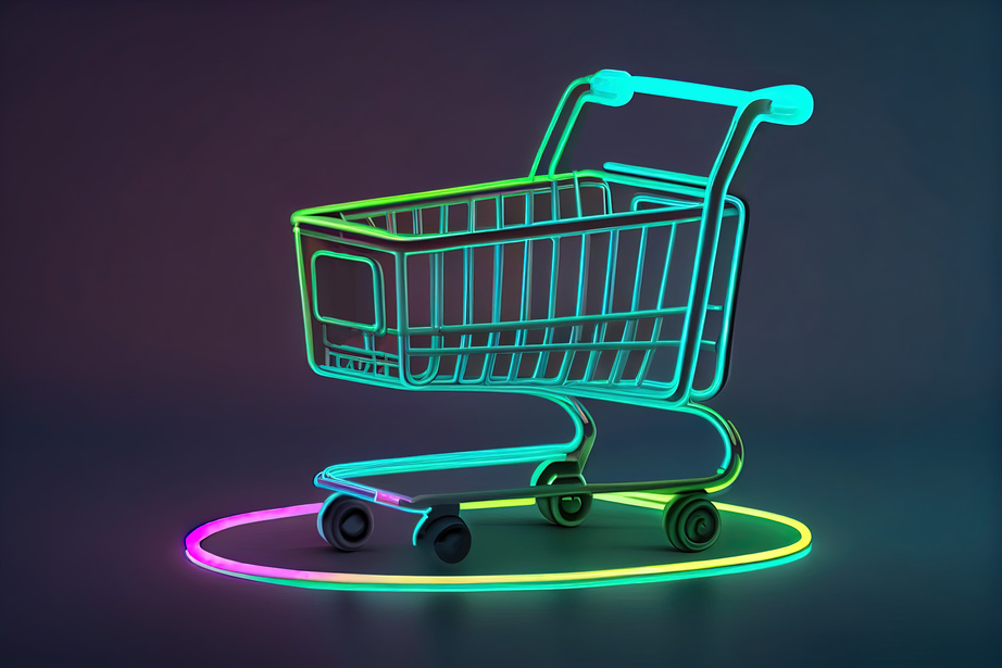 Shopping cart in neon light